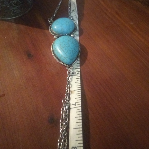 Silver & Turquoise Boho Chain Slave Bracelet - Picture 8 of 10